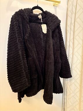 NWT Hem & Thread Boutique Fluffy Black Coat